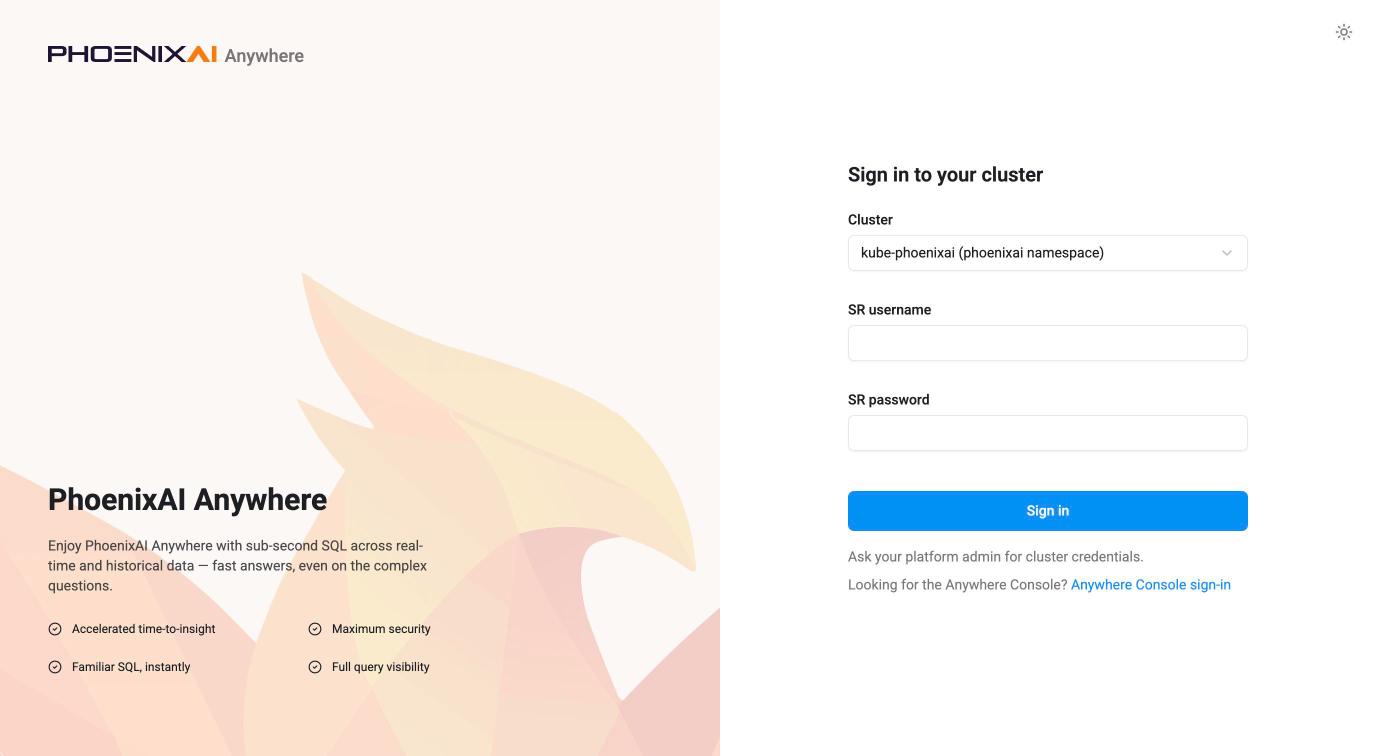 Cluster Console sign-in