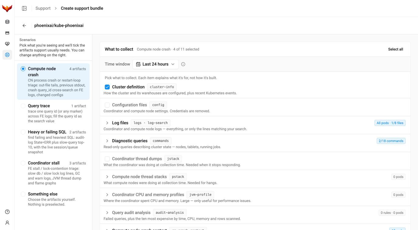 Create support bundle
